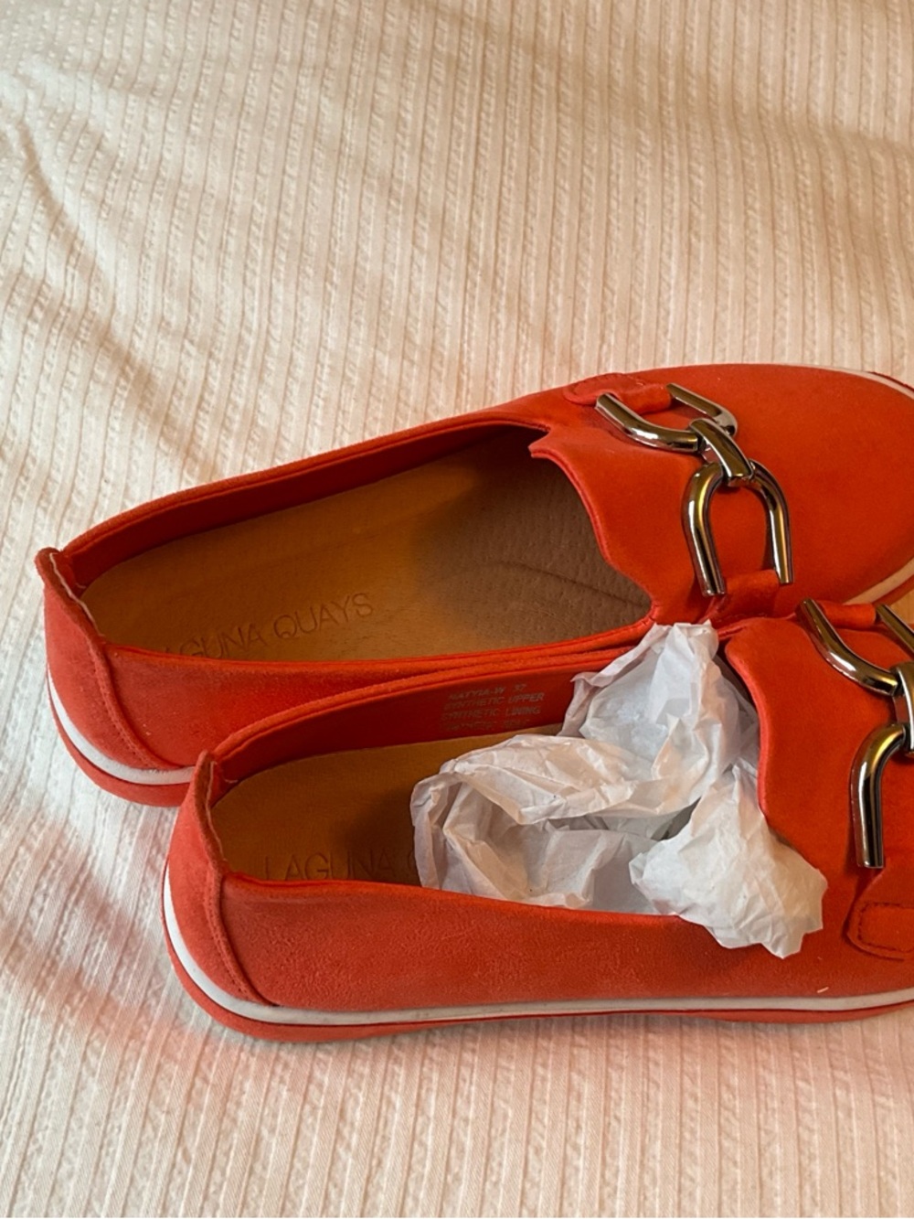 Women's Orange Slip-On Loafers with Horsebit Detail size 37